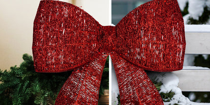 Christabelle Christmas Display Bow 91cm with LED and Twinkle Lights 5 Functions Christmas Festive Decorations Display Big Wired Bow