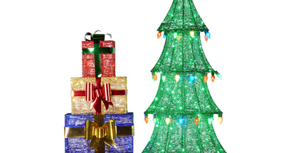 Christabelle Christmas Display Sled 183cm With Tree And Presents Led Lights & C9 Bulbs