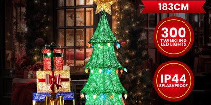 Christabelle Christmas Display Sled 183cm With Tree And Presents Led Lights & C9 Bulbs