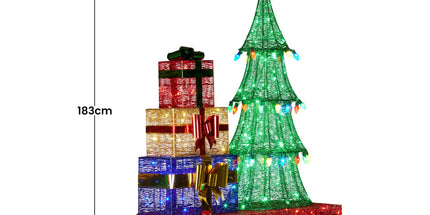 Christabelle Christmas Display Sled 183cm With Tree And Presents Led Lights & C9 Bulbs