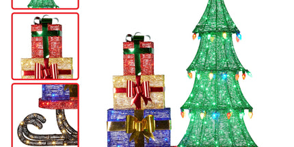Christabelle Christmas Display Sled 183cm With Tree And Presents Led Lights & C9 Bulbs