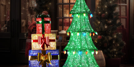 Christabelle Christmas Display Sled 183cm With Tree And Presents Led Lights & C9 Bulbs
