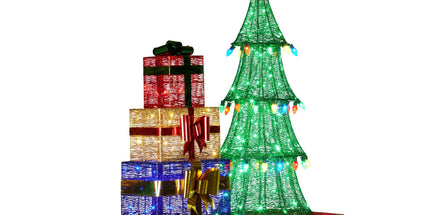 Christabelle Christmas Display Sled 183cm With Tree And Presents Led Lights & C9 Bulbs