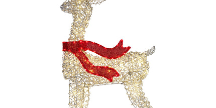 Christabelle Large 1.5m Christmas Reindeer Outdoor Indoor Light-Up Display Decoration Lawn Statue LED Lights Red Bow