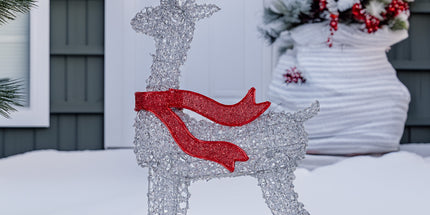 Christabelle Large 1.5m Christmas Reindeer Outdoor Indoor Light-Up Display Decoration Lawn Statue LED Lights Red Bow