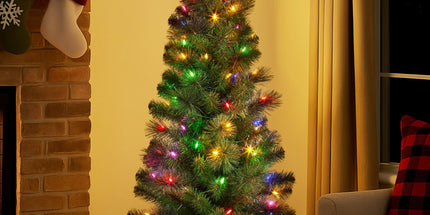 Christabelle 4ft Christmas Tree Glittery Gold Pine Led Multi Lights Xmas Decor