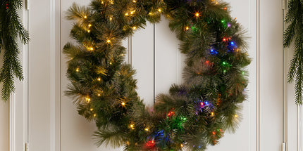 Christabelle 76cm Split Christmas Wreath with LED Lights for Double Front Doors Decoration