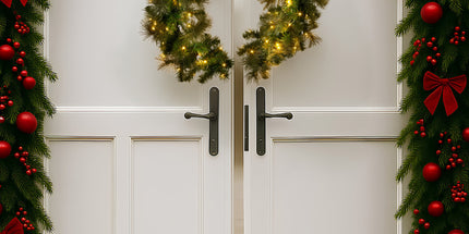 Christabelle 76cm Split Christmas Wreath with LED Lights for Double Front Doors Decoration