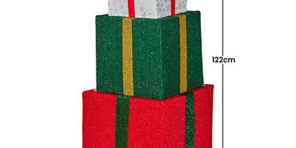 Christabelle 122cm Animated Present Stack Santa Led Lights Christmas Tree Decor