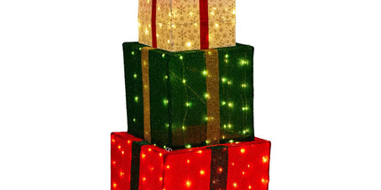 Christabelle 122cm Animated Present Stack Santa Led Lights Christmas Tree Decor