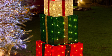Christabelle 122cm Animated Present Stack Santa Led Lights Christmas Tree Decor