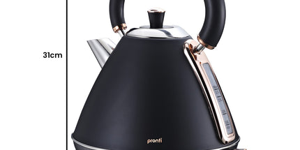 Pronti Toaster, Kettle & Coffee Machine Breakfast Set - Black