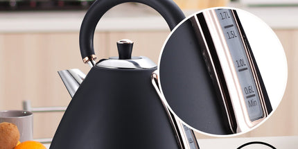 Pronti Toaster, Kettle & Coffee Machine Breakfast Set - Black