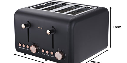 Pronti Toaster, Kettle & Coffee Machine Breakfast Set - Black