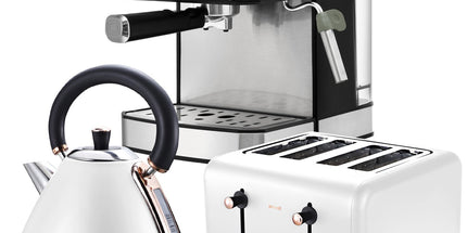 Pronti Toaster, Kettle & Coffee Machine Breakfast Set - White