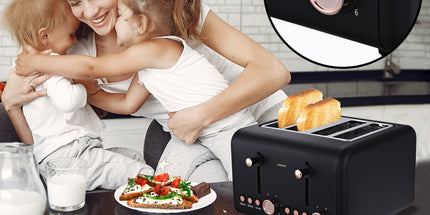 Pronti Breakfast Set with Rose Gold Kettle & Toaster with 1.2L Espresso Machine - Black