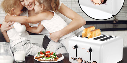 Pronti Breakfast Set with Rose Gold Kettle & Toaster with 1.2L Espresso Machine - White