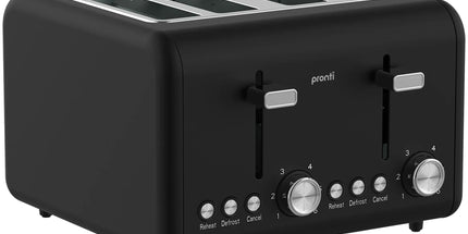 Pronti Silver Noir Collection 4 Slice Toaster and Kettle Bundle