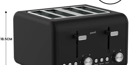 Pronti Silver Noir Collection 4 Slice Toaster and Kettle Bundle