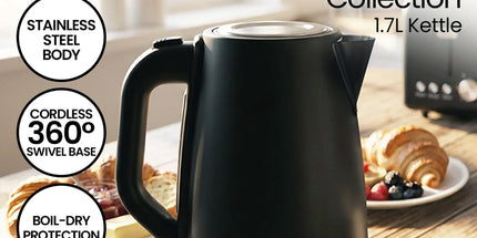 Pronti Silver Noir Collection 4 Slice Toaster and Kettle Bundle