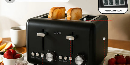 Pronti Silver Noir Collection 4 Slice Toaster and Kettle Bundle