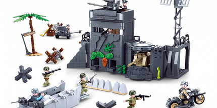 Sluban B0861 Model Kit WWII Atlantic Wall Coastal Bunker Defense Normandy DDay Military Base Outpost Army DIY Set Toy