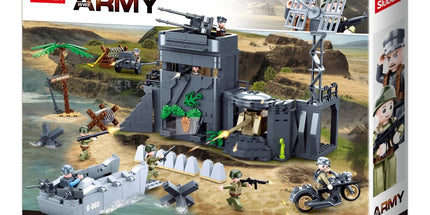 Sluban B0861 Model Kit WWII Atlantic Wall Coastal Bunker Defense Normandy DDay Military Base Outpost Army DIY Set Toy