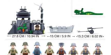 Sluban B0861 Model Kit WWII Atlantic Wall Coastal Bunker Defense Normandy DDay Military Base Outpost Army DIY Set Toy