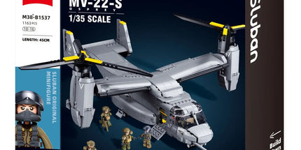 Sluban B1537 Model Kit 1:44 MV-22 Osprey Tiltrotor Helicopter Plane Military Air Force Building Blocks DIY Set Toy