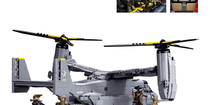 Sluban B1537 Model Kit 1:44 MV-22 Osprey Tiltrotor Helicopter Plane Military Air Force Building Blocks DIY Set Toy