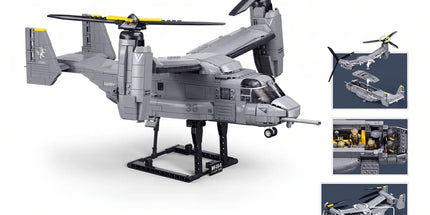Sluban B1537 Model Kit 1:44 MV-22 Osprey Tiltrotor Helicopter Plane Military Air Force Building Blocks DIY Set Toy