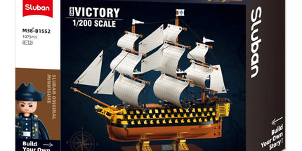 Sluban B1552 Model Kit 1:200 HMS Victory Sailing Battleship Warship Navy Vessel Boat Military DIY Construction Set Toy