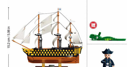 Sluban B1552 Model Kit 1:200 HMS Victory Sailing Battleship Warship Navy Vessel Boat Military DIY Construction Set Toy