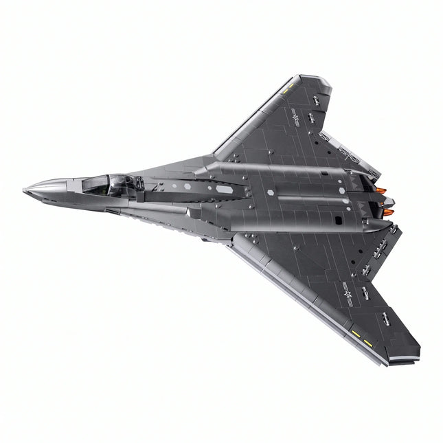 Sluban B1587 Model Kit 1:44 J50 Stealth Fighter Jet Plane - Military Air Force Building Blocks DIY Set Toy