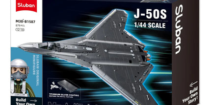 Sluban B1587 Model Kit 1:44 J50 Stealth Fighter Jet Plane - Military Air Force Building Blocks DIY Set Toy