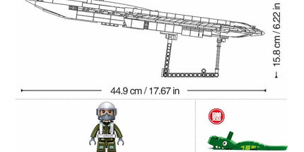 Sluban B1587 Model Kit 1:44 J50 Stealth Fighter Jet Plane - Military Air Force Building Blocks DIY Set Toy
