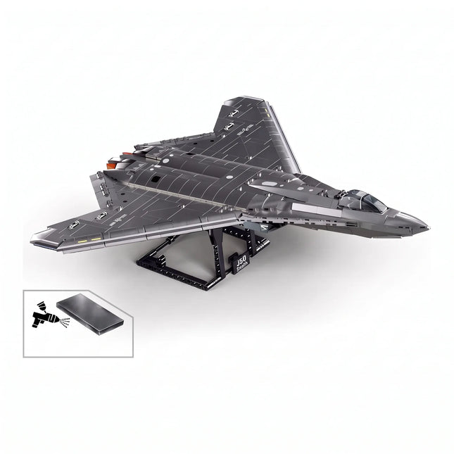 Sluban B1587 Model Kit 1:44 J50 Stealth Fighter Jet Plane - Military Air Force Building Blocks DIY Set Toy
