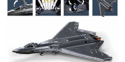 Sluban B1587 Model Kit 1:44 J50 Stealth Fighter Jet Plane - Military Air Force Building Blocks DIY Set Toy
