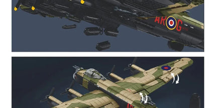 Sluban Model Kit 1:44 Lancaster Bomber G For George Plane WWII RAAF Air Force Military Building Blocks DIY Set Toy Sluban B1609