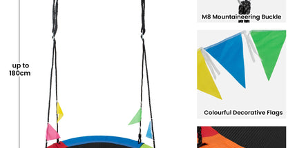 Kahuna Kids 1.2m Tree Saucer Swing Set Round 400kg With Straps Capacity Outdoor