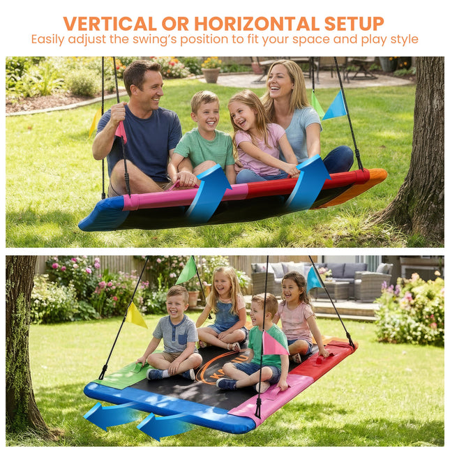 Kahuna Heavy Duty 60 Inch Rectangular Tree Swing With Adjustable 180cm Lifting Ropes Foam Padded Tubes And Full Accessory Kit For Backyard Family Use