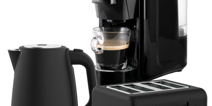 Pronti Breakfast Set with HomeMaid Coffee Machine, Silver Noir Toaster & Kettle