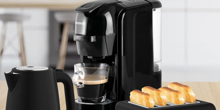 Pronti Breakfast Set with HomeMaid Coffee Machine, Silver Noir Toaster & Kettle