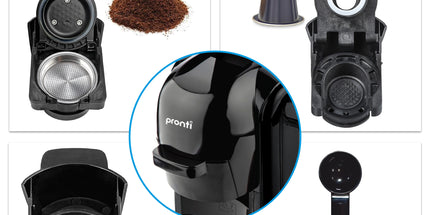 Pronti Breakfast Set with HomeMaid Coffee Machine, Silver Noir Toaster & Kettle