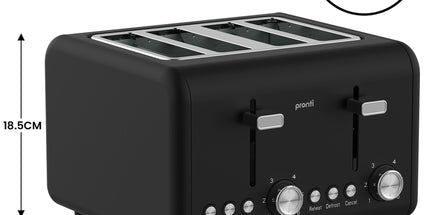 Pronti Breakfast Set with 1.6L Coffee Machine, Silver Noir Toaster & Kettle