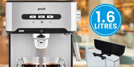 Pronti Breakfast Set with 1.6L Coffee Machine, Silver Noir Toaster & Kettle