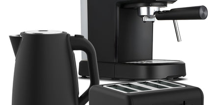 Pronti Breakfast Set with 1.25L Coffee Machine, Silver Noir Toaster & Kettle