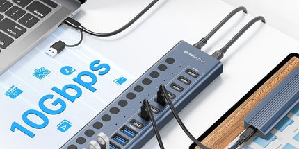 ACASIS HB16PRO 16-Port USB 3.2 10Gbps 12V/8A Powered 8 x USB-A + 8 x USB-C Docking Hub for PC & Laptop