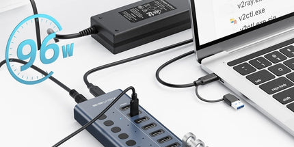 ACASIS HB16PRO 16-Port USB 3.2 10Gbps 12V/8A Powered 8 x USB-A + 8 x USB-C Docking Hub for PC & Laptop