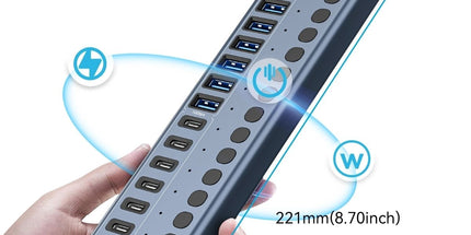 ACASIS HB16PRO 16-Port USB 3.2 10Gbps 12V/8A Powered 8 x USB-A + 8 x USB-C Docking Hub for PC & Laptop